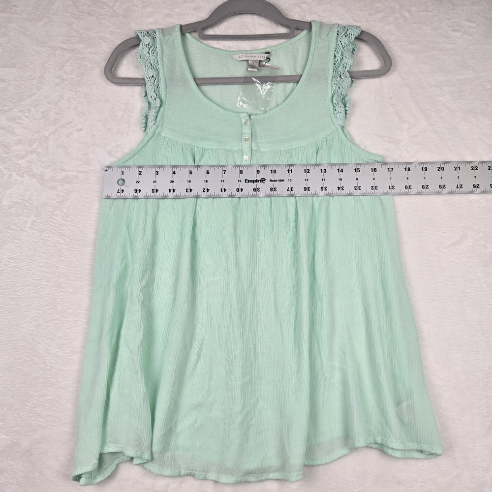 NWOT Lauren Conrad Light Green Sleeveless‎ Blouse Small Crochet - Picture 5 of 6